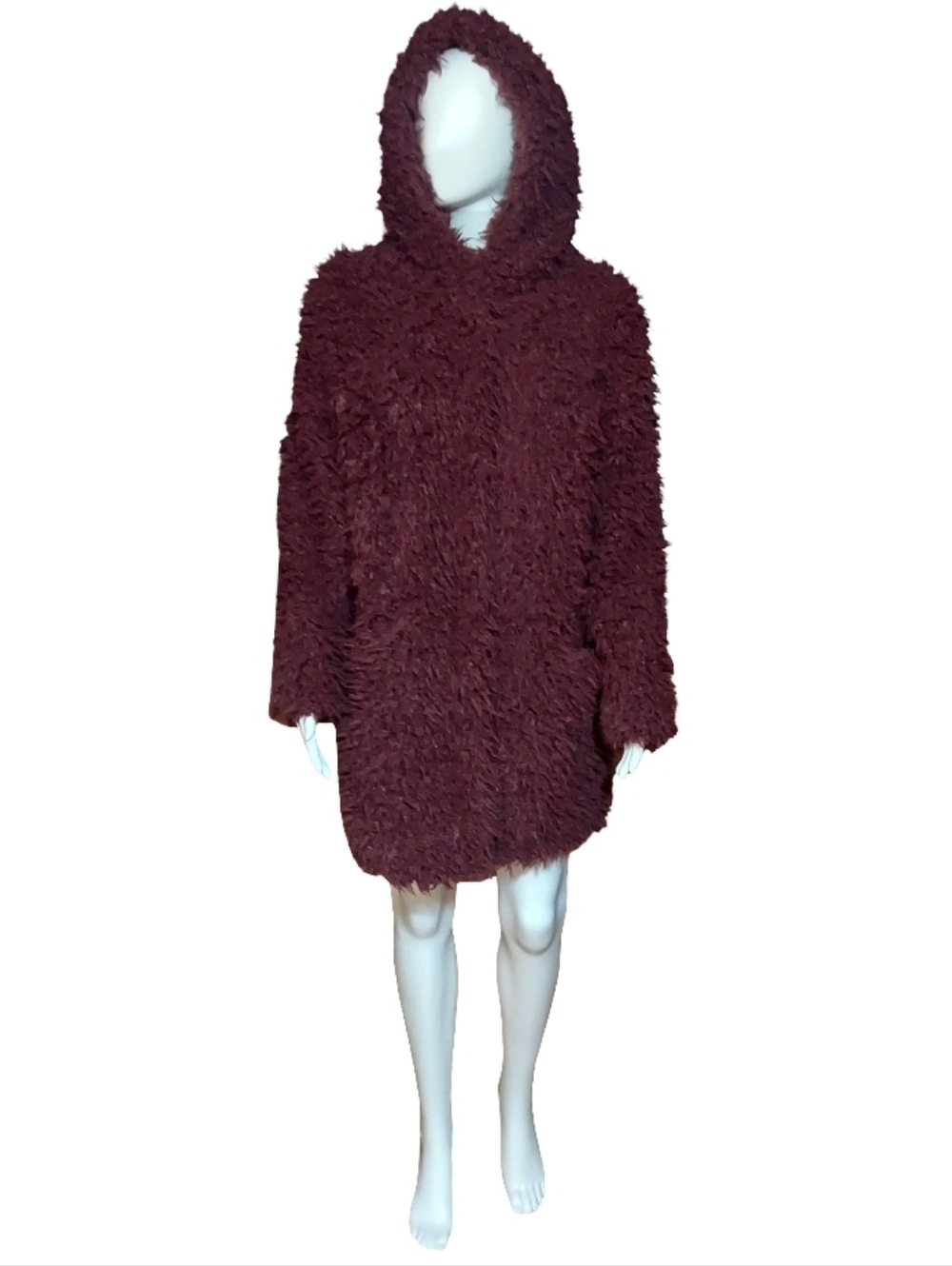 Revamped Outerwear Mid Length Faux Fur Hooded Coat